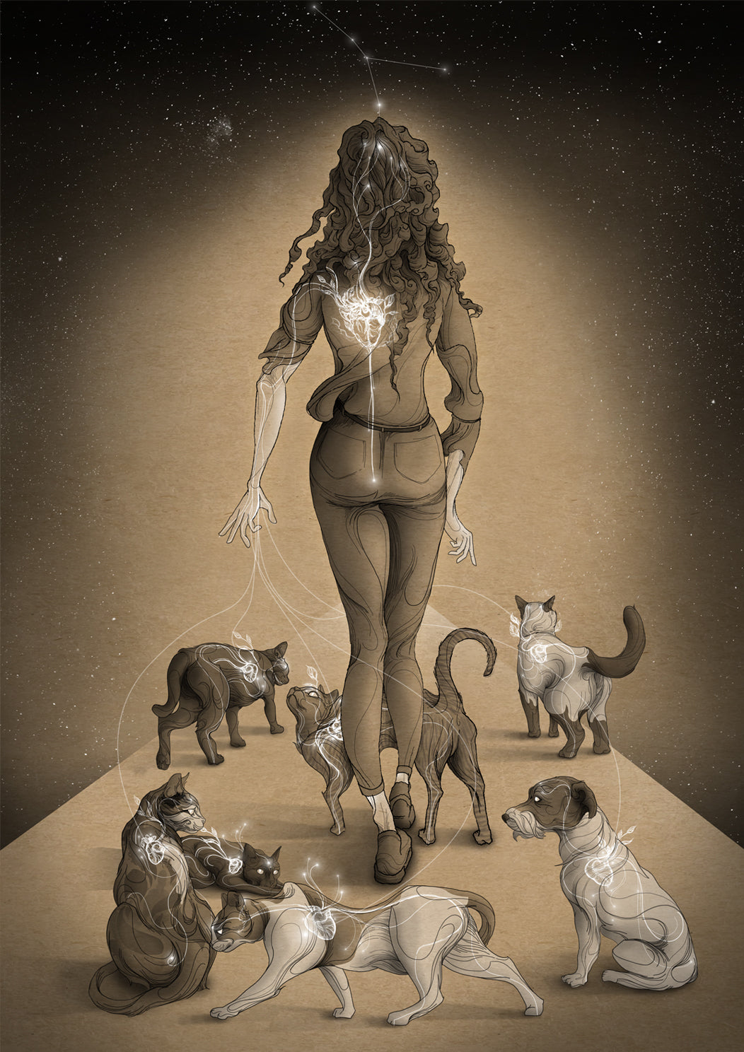 Custom portrait 'Body < mind < [YOUR PETS] < soul'